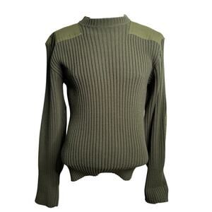 Vintage 90s Commando By Jack Young Sweater 42  Shoulder Elbow Patches Green USA